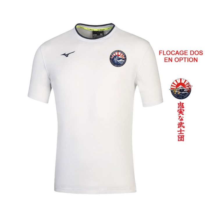 T-shirt Mizuno coton Blanc/Marine