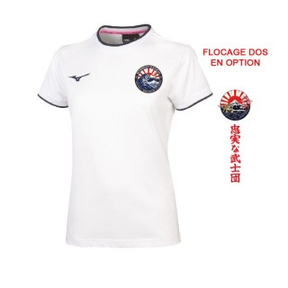 T-shirt Mizuno coton Femme Blanc/Marine