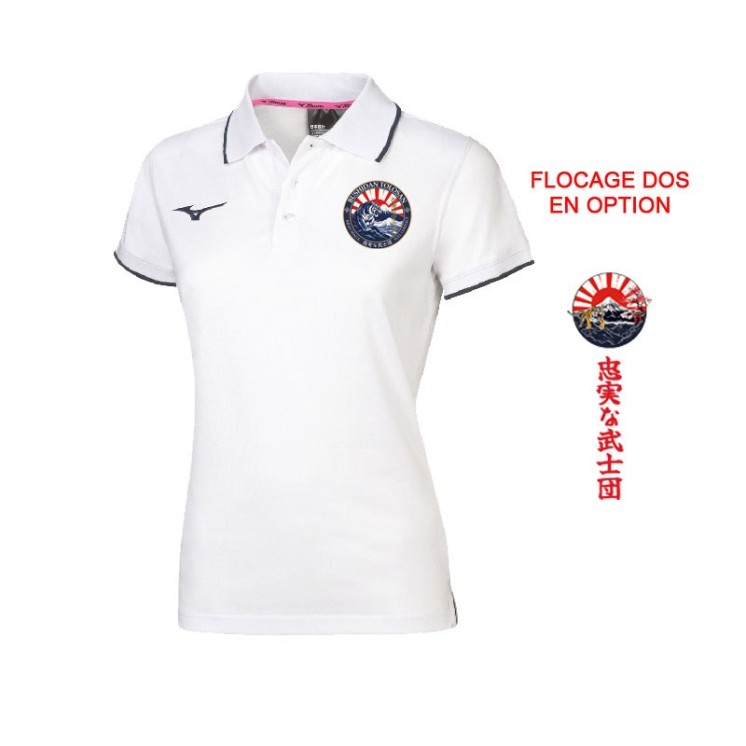 Polo Mizuno coton Femme Blanc/Marine