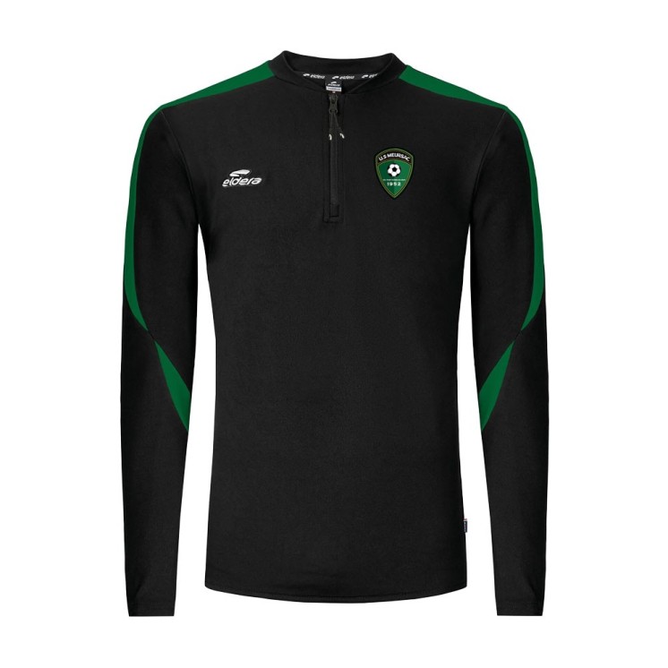 Sweat col zippé Compo Noir/Vert