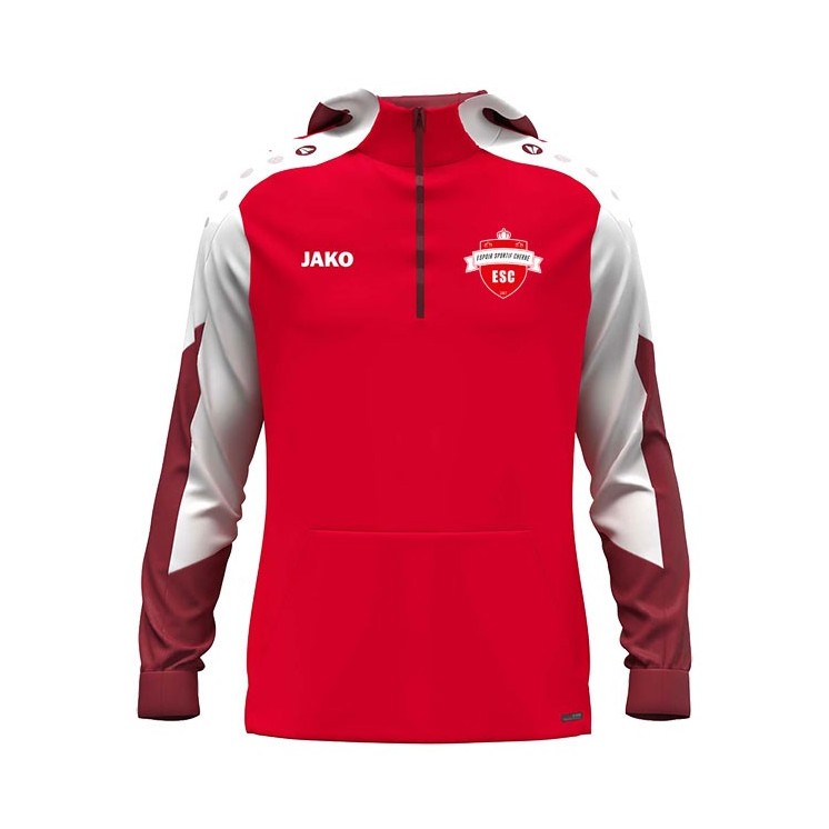 Sweat à capuche 1/2 zip Dynamic Rouge/Blanc/Rouge foncé