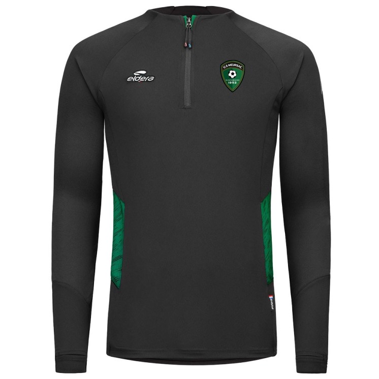 Sweat col zippé Elite Noir/Vert