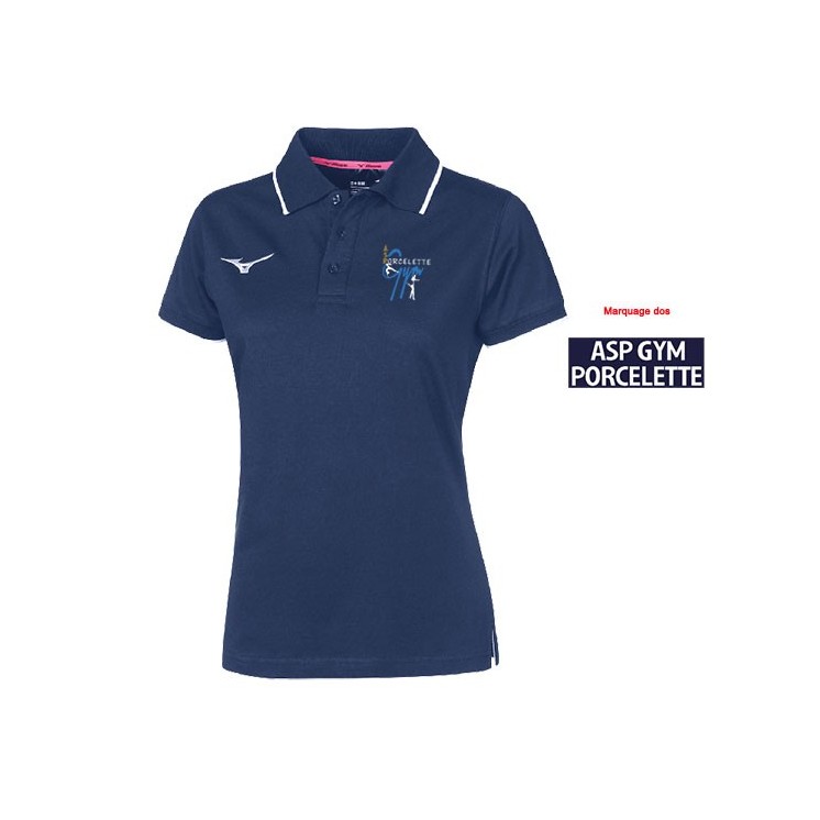 Polo Mizuno Femme Marine/Blanc