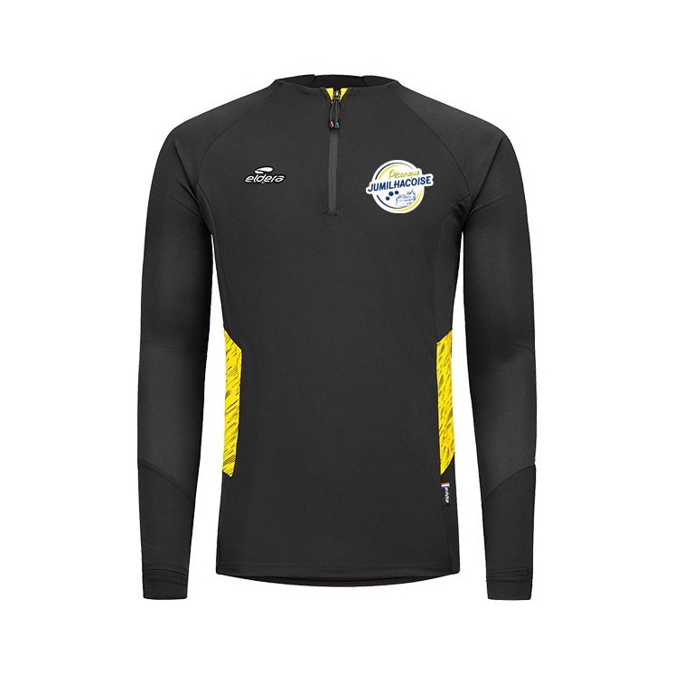Sweat col zippé Elite Noir/Jaune